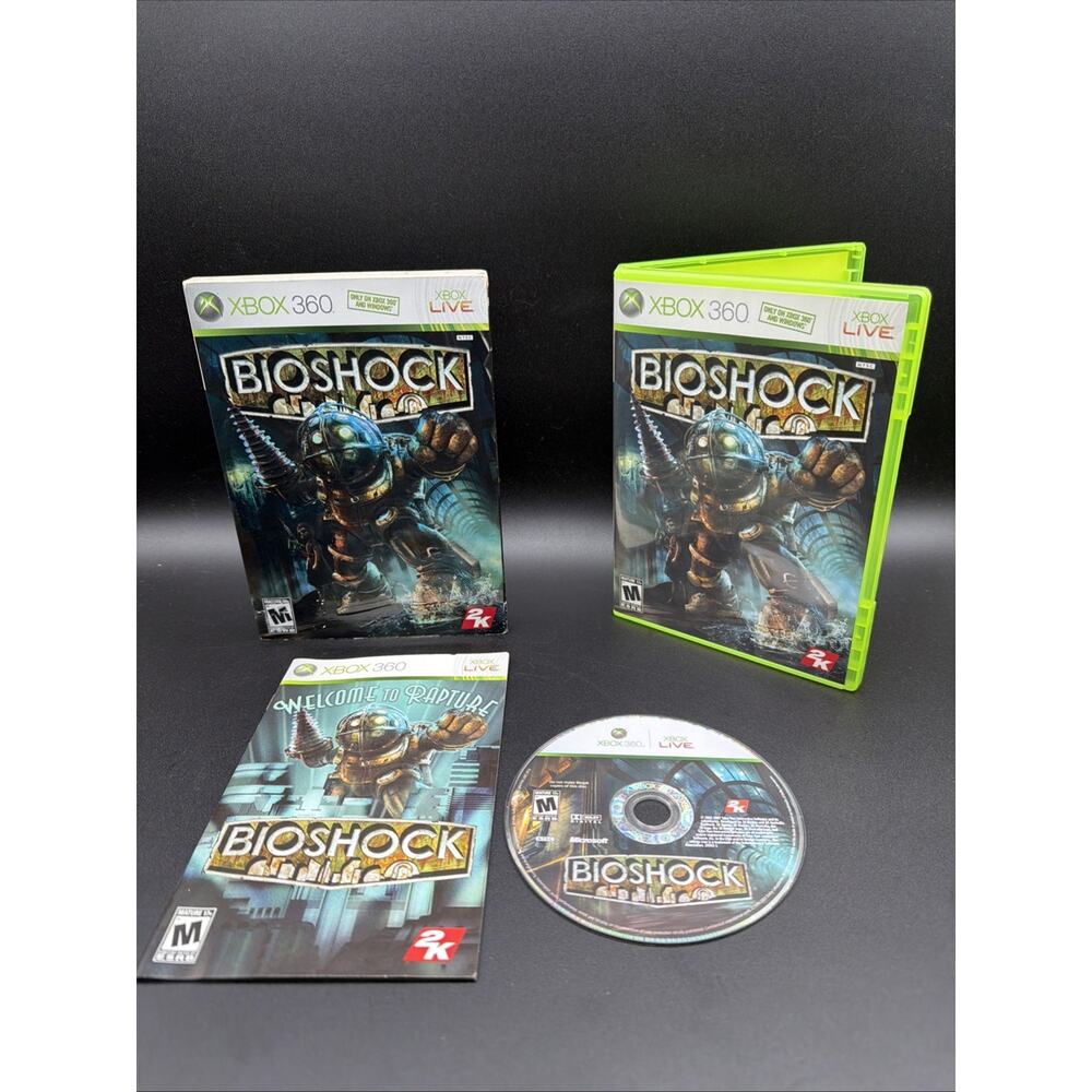 BioShock (Microsoft Xbox 360, 2007) Complete w/ Manual - Slip Cover Tested CIB